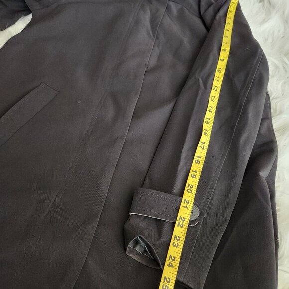 Jones New York Womens Long Black Coat Size M Single Breasted Lightweight Overcoa - Picture 12 of 16